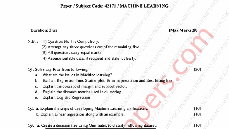 Machine Learning Revision Notes for CSE 42171 - Dec 2022 - Studocu
