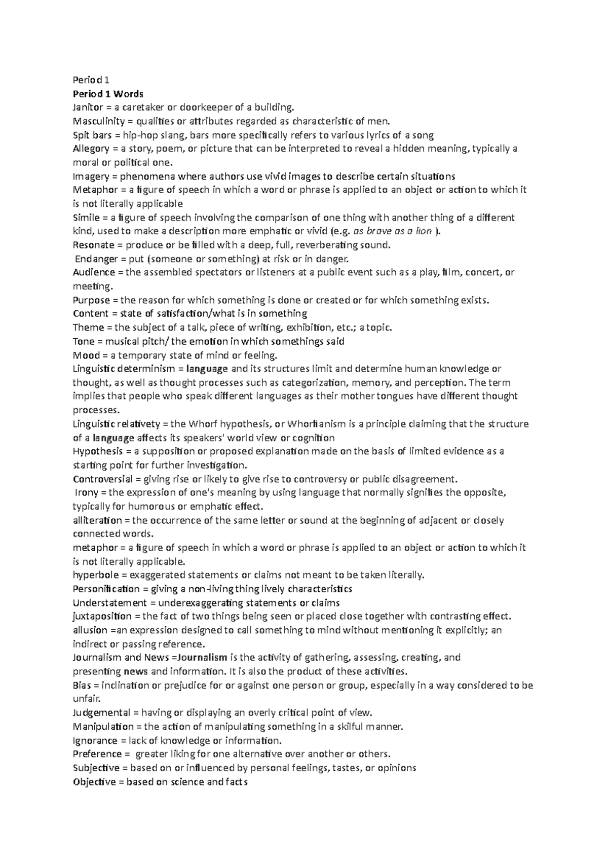 PIF Words: Key Terminology and Definitions for Understanding Language ...