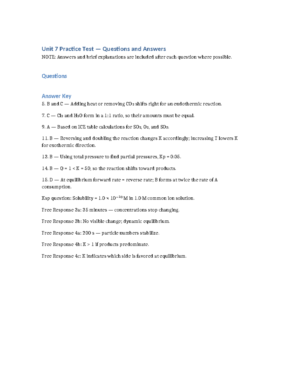 Unit 7 Practice Test Q&A with Explanations - Studocu
