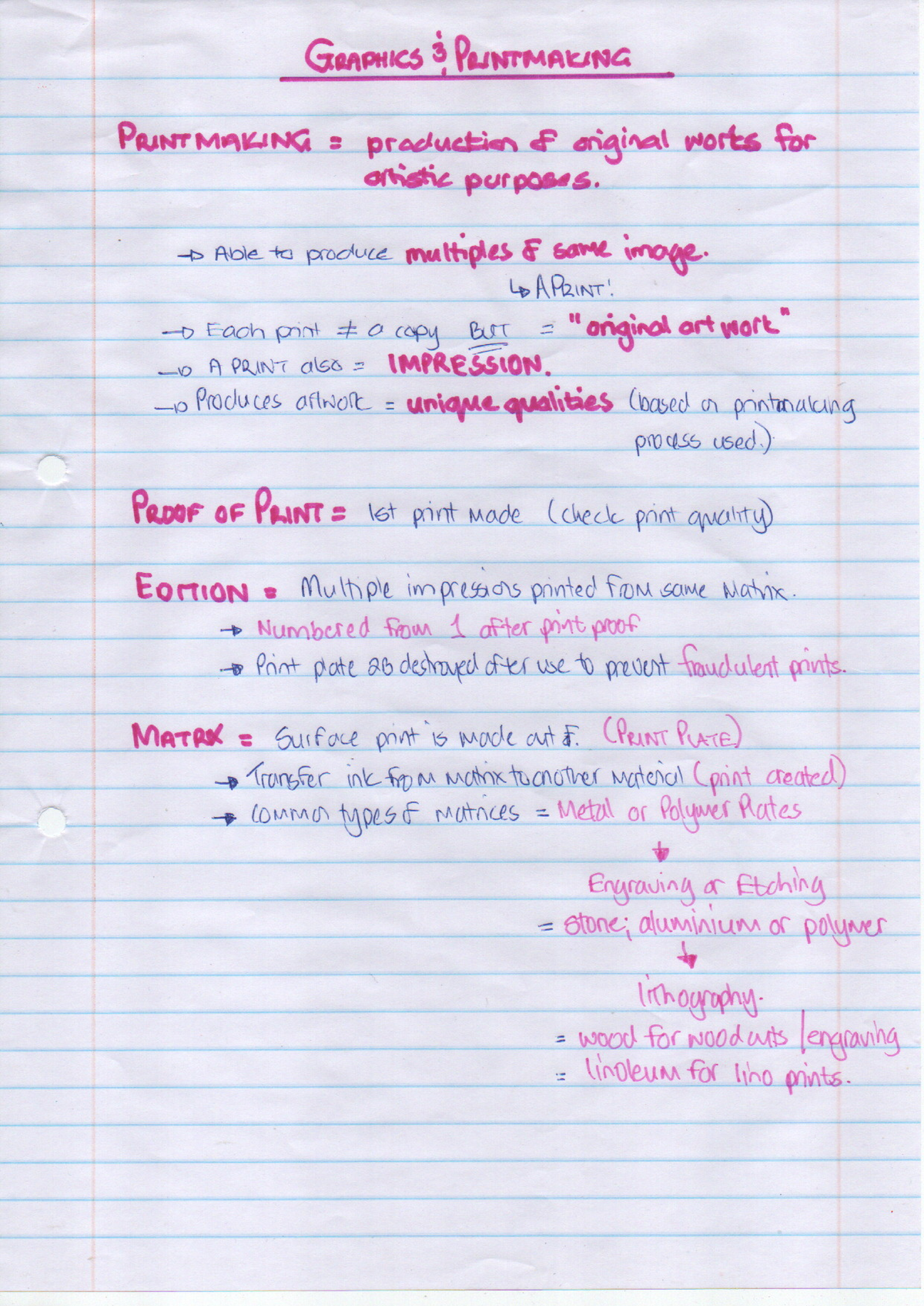 Grade 9 Art Summary Notes: Printmaking Techniques and Concepts - Studocu