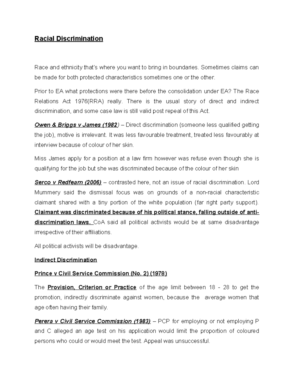 Racial Discrimination Update: Key Cases and Legal Principles Analysis ...