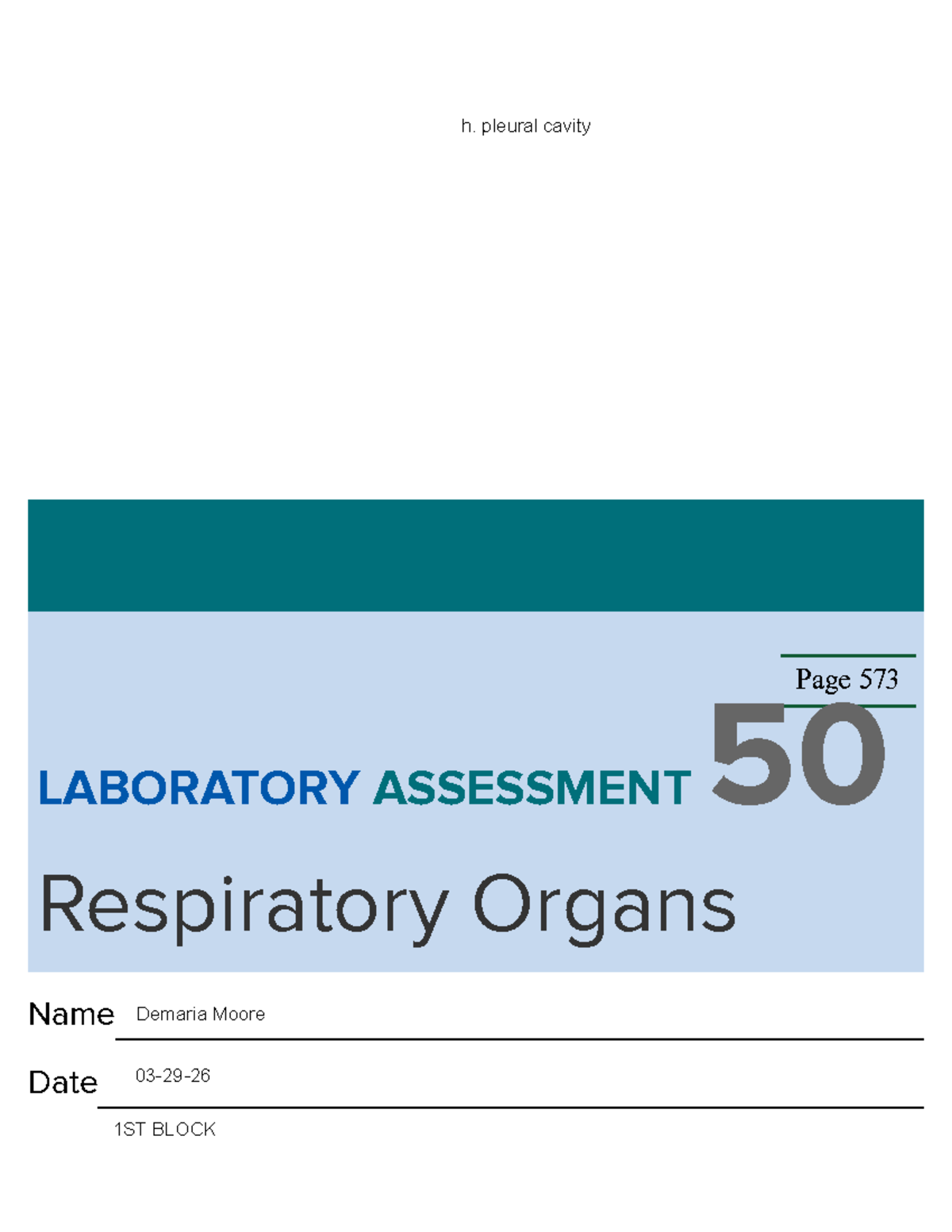 Laboratory Assessment: Respiratory Organs (APR Module 11) - Studocu