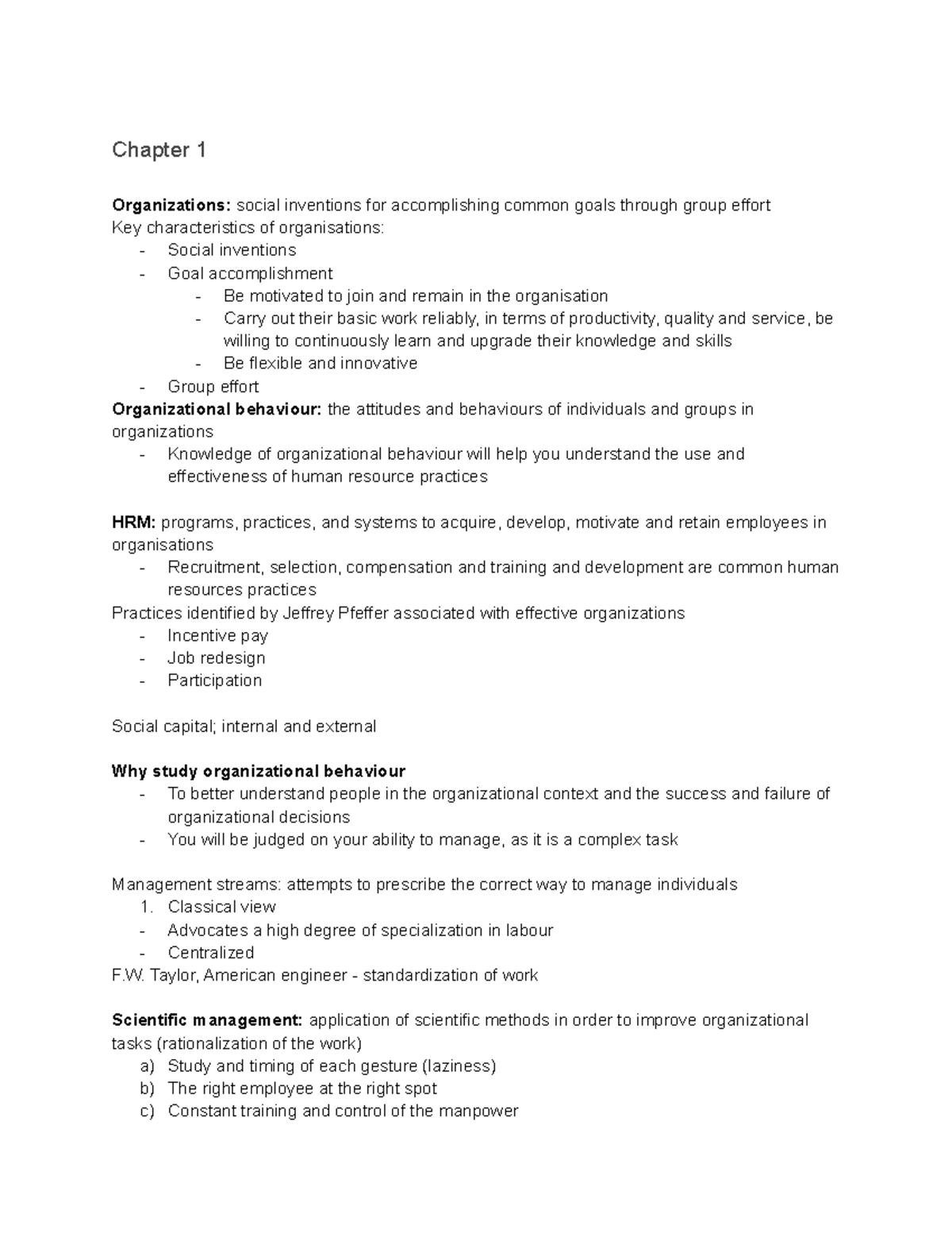 MHR405 - Lecture Notes on Organizational Behavior and Management ...