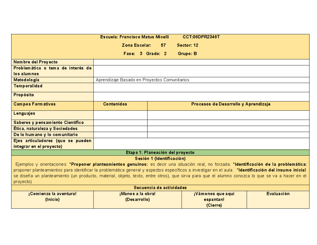 Formato Planeacion ABP - Escuela: Francisco Matus Micelli CCT ...