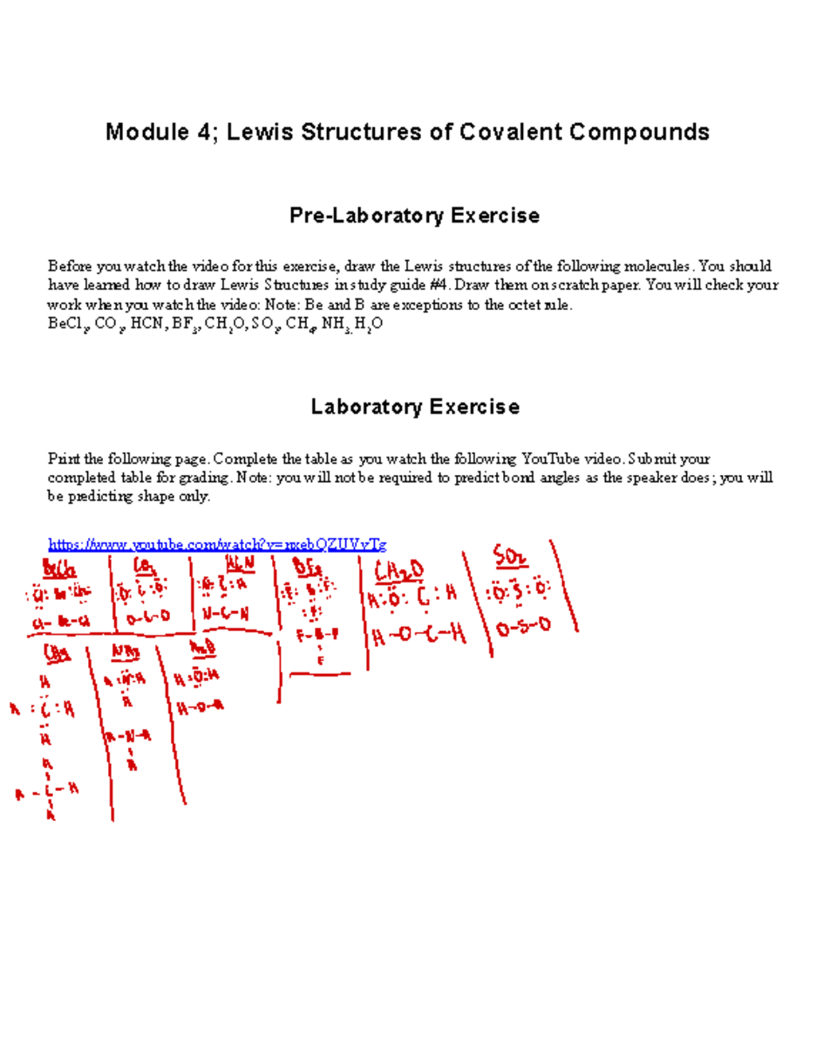 Lewis Structure Exercises