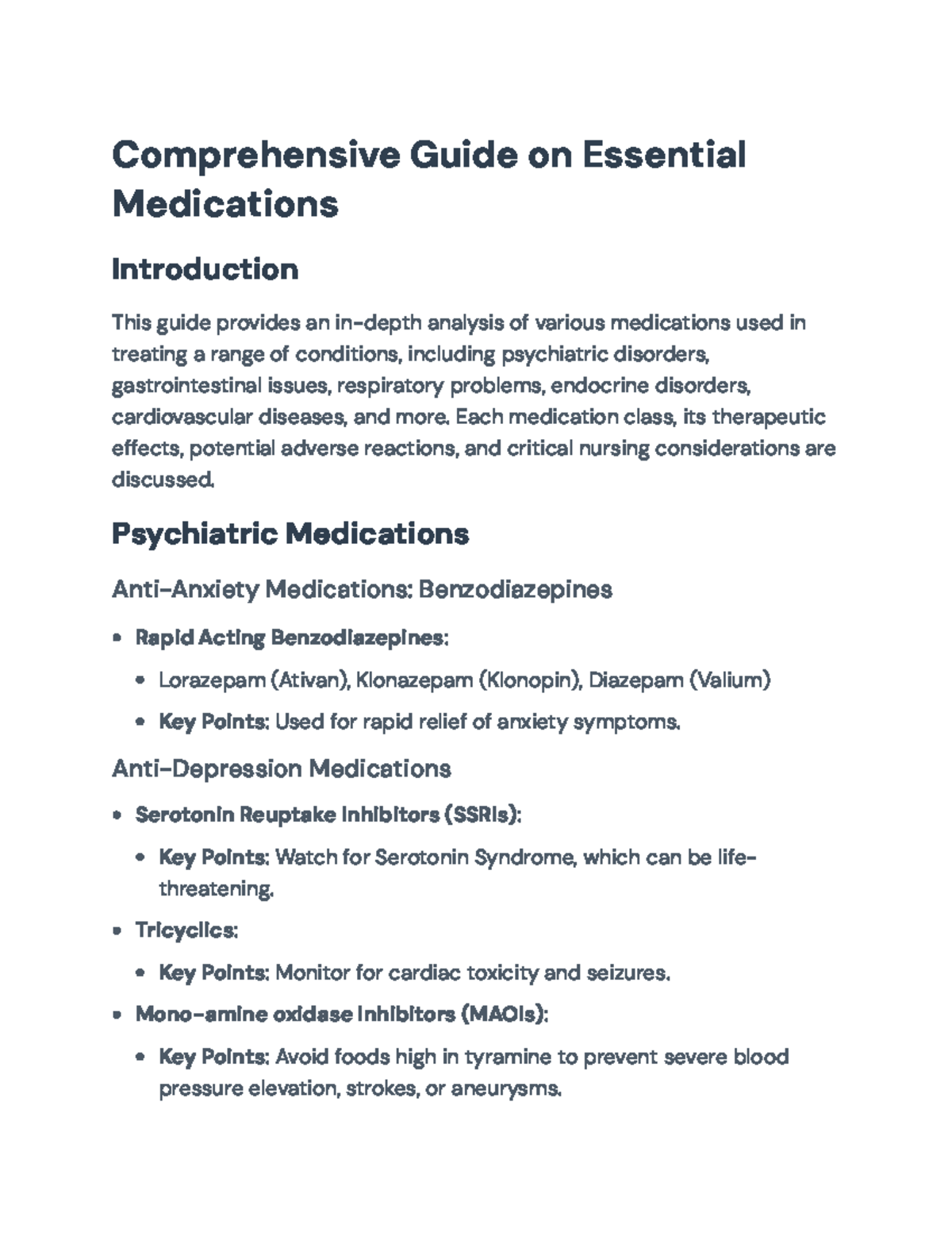 Comprehensive Guide on Essential Medications for Nursing Care ...