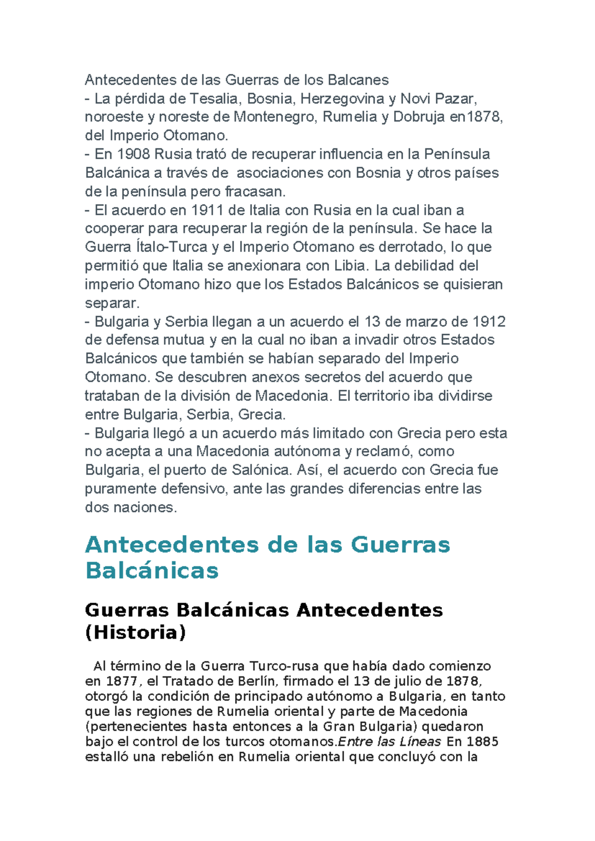 Antecedentes de las Guerras de los Balcanes (Historia y Políticas ...