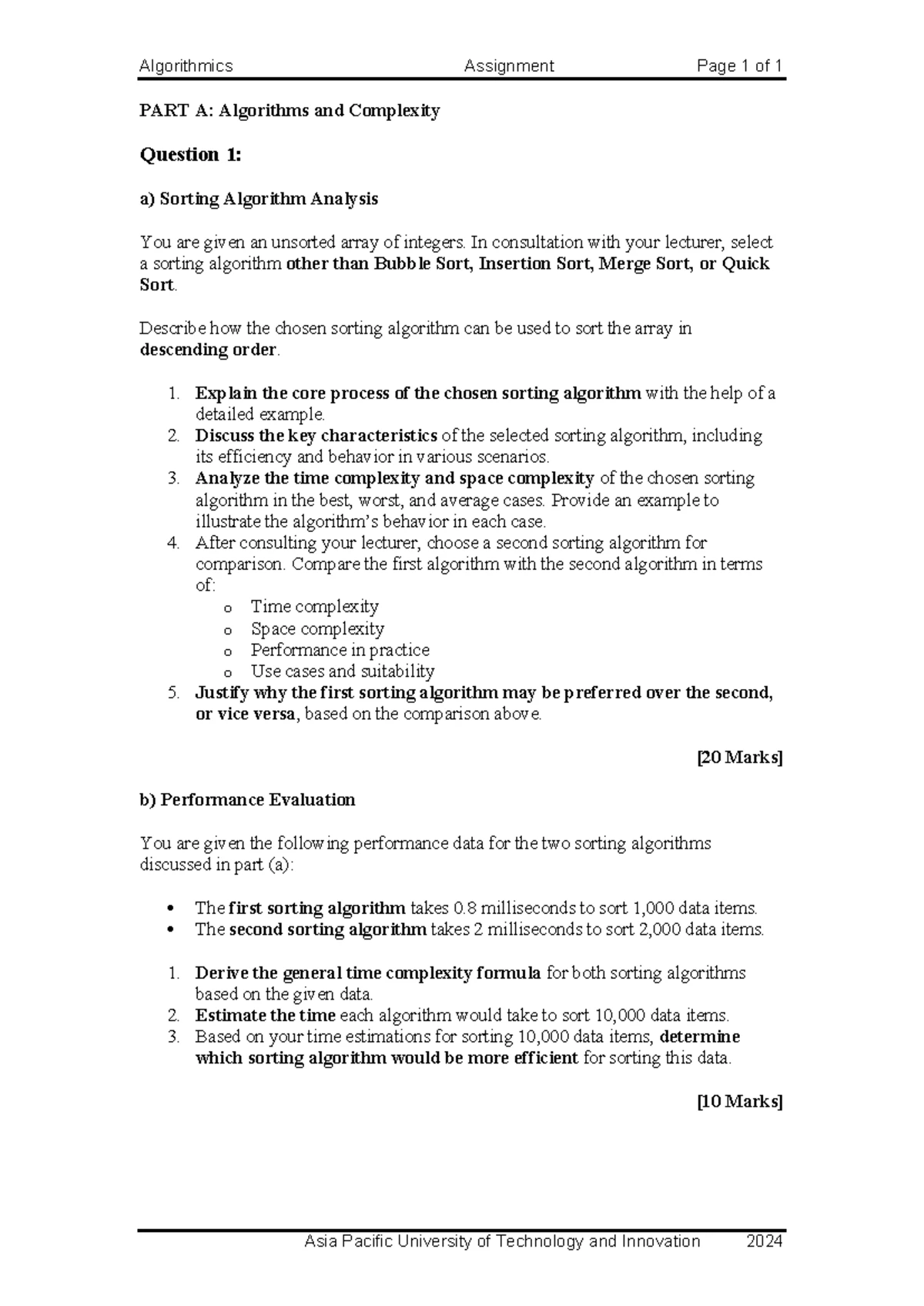 ALG Assignment: Evaluating Algorithm Complexity and Concepts - Studocu