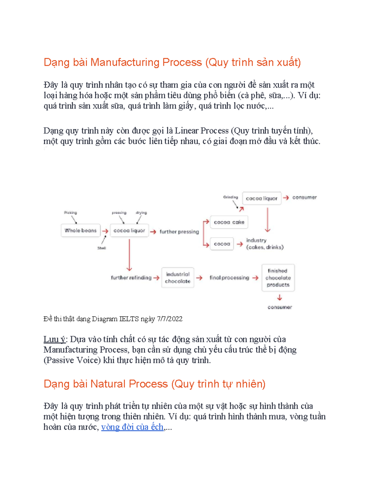 Dạng bài Process và cách viết trong IELTS Writing Task 1 - Studocu