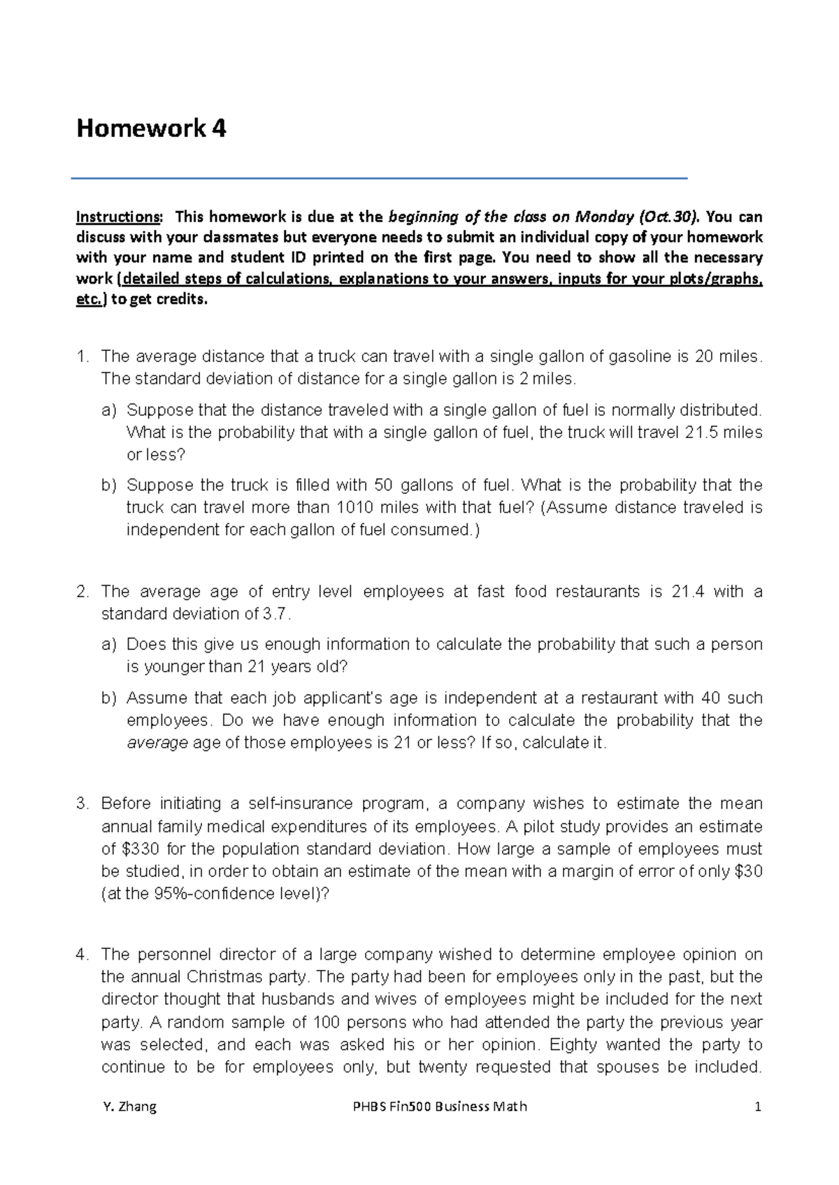 HW4 - Business Math Practice Instructions and Problems (Fin500) - Studocu