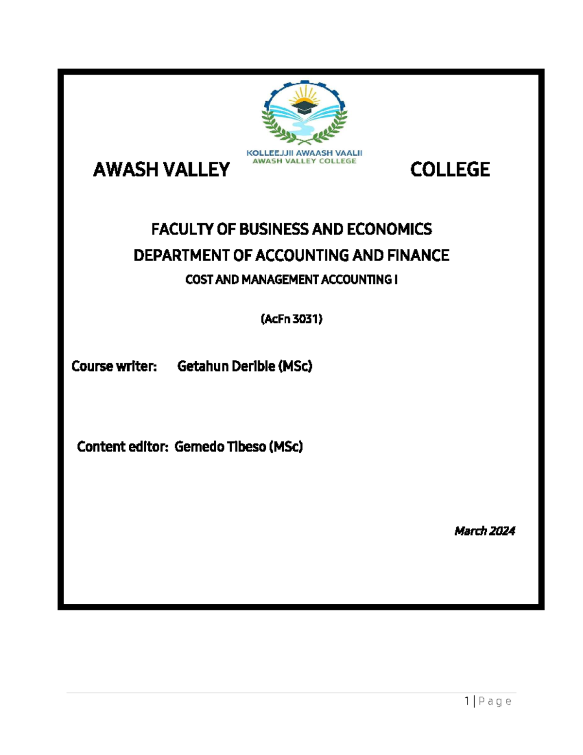 CMA I Module: Overview of Cost and Management Accounting Concepts - Studocu