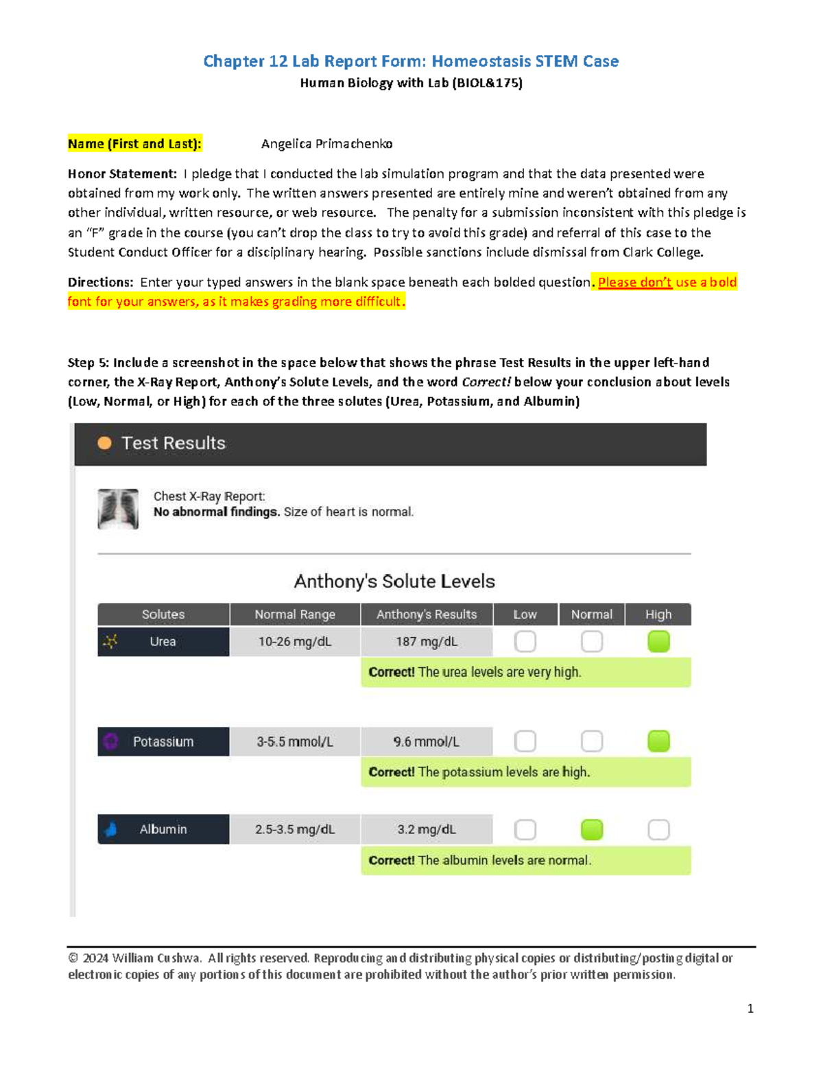Homeostasis Stemcase Report Form - Chapter 12 Lab Report Form ...
