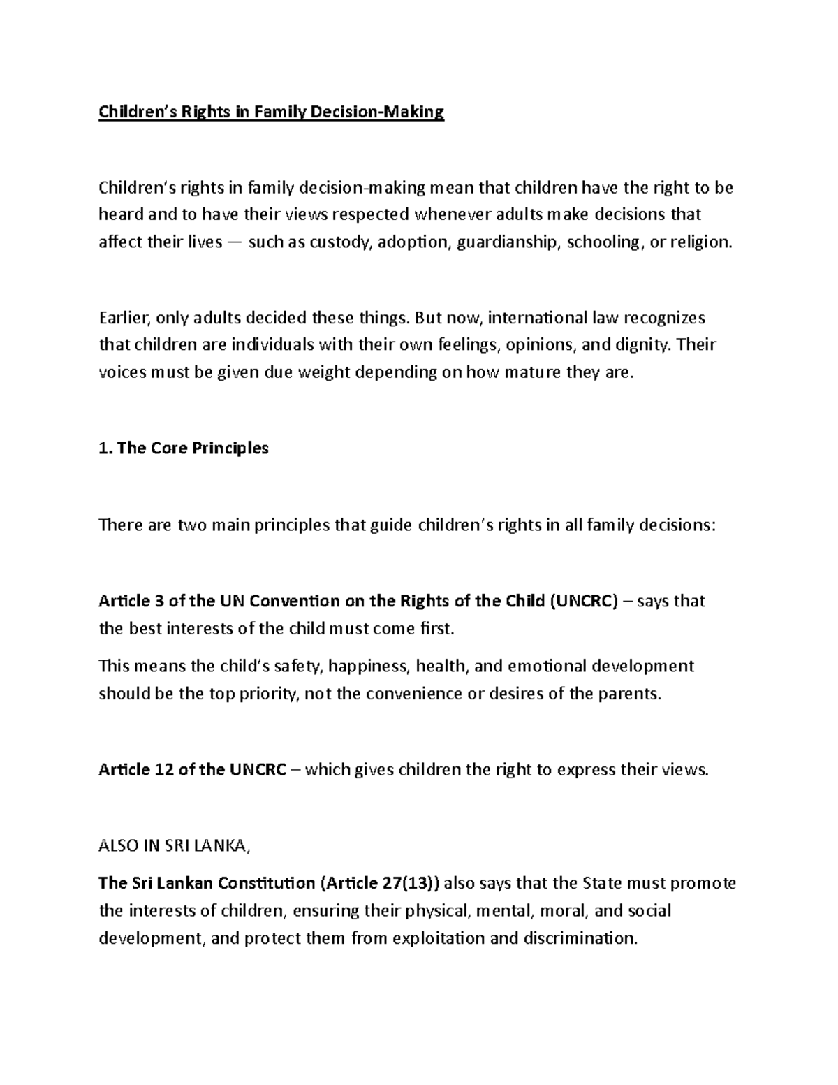 Family Law (FL 202) - Summary of Children's Rights and Best Interests ...