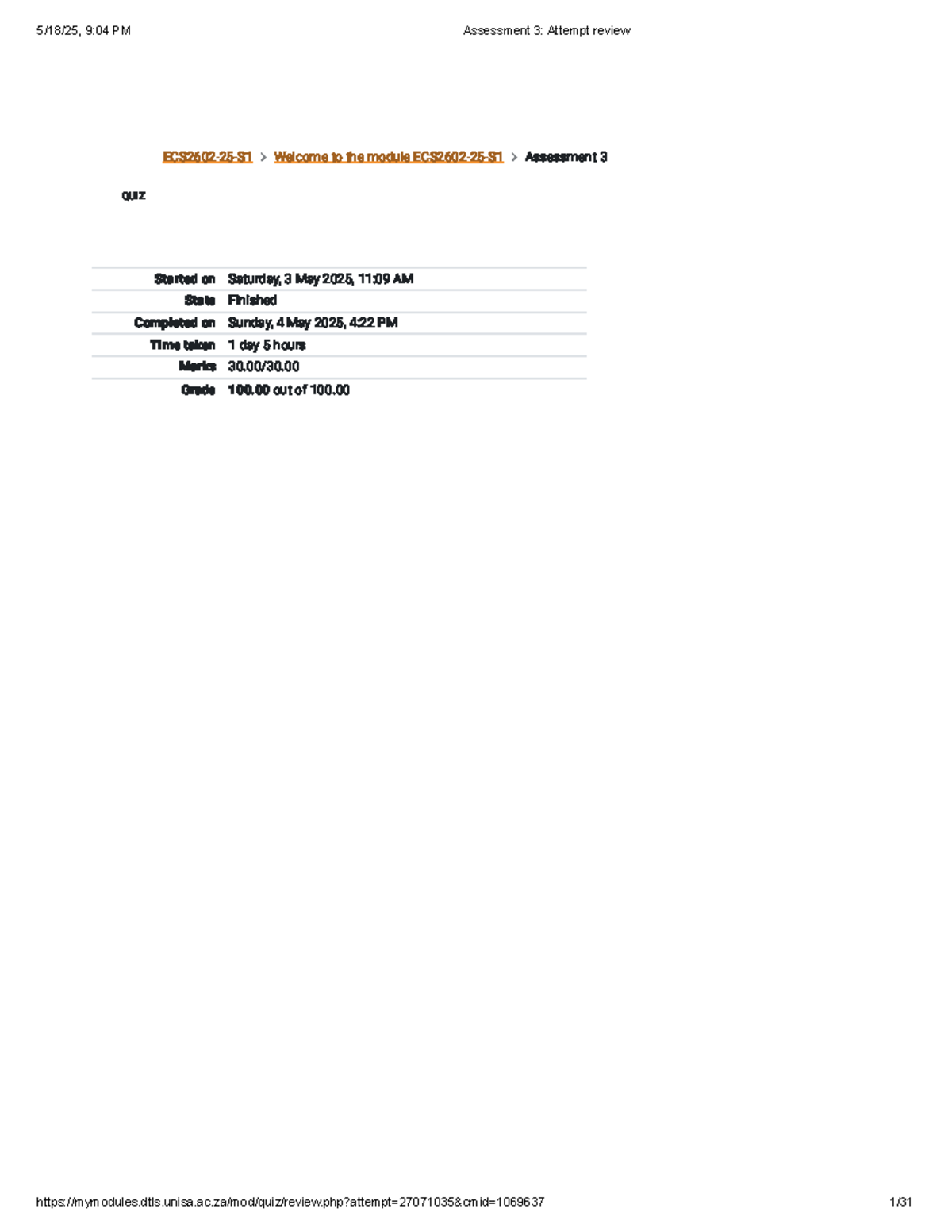2025 ECO 101 Assessment 3 Quiz Attempt Review and Analysis - Studocu