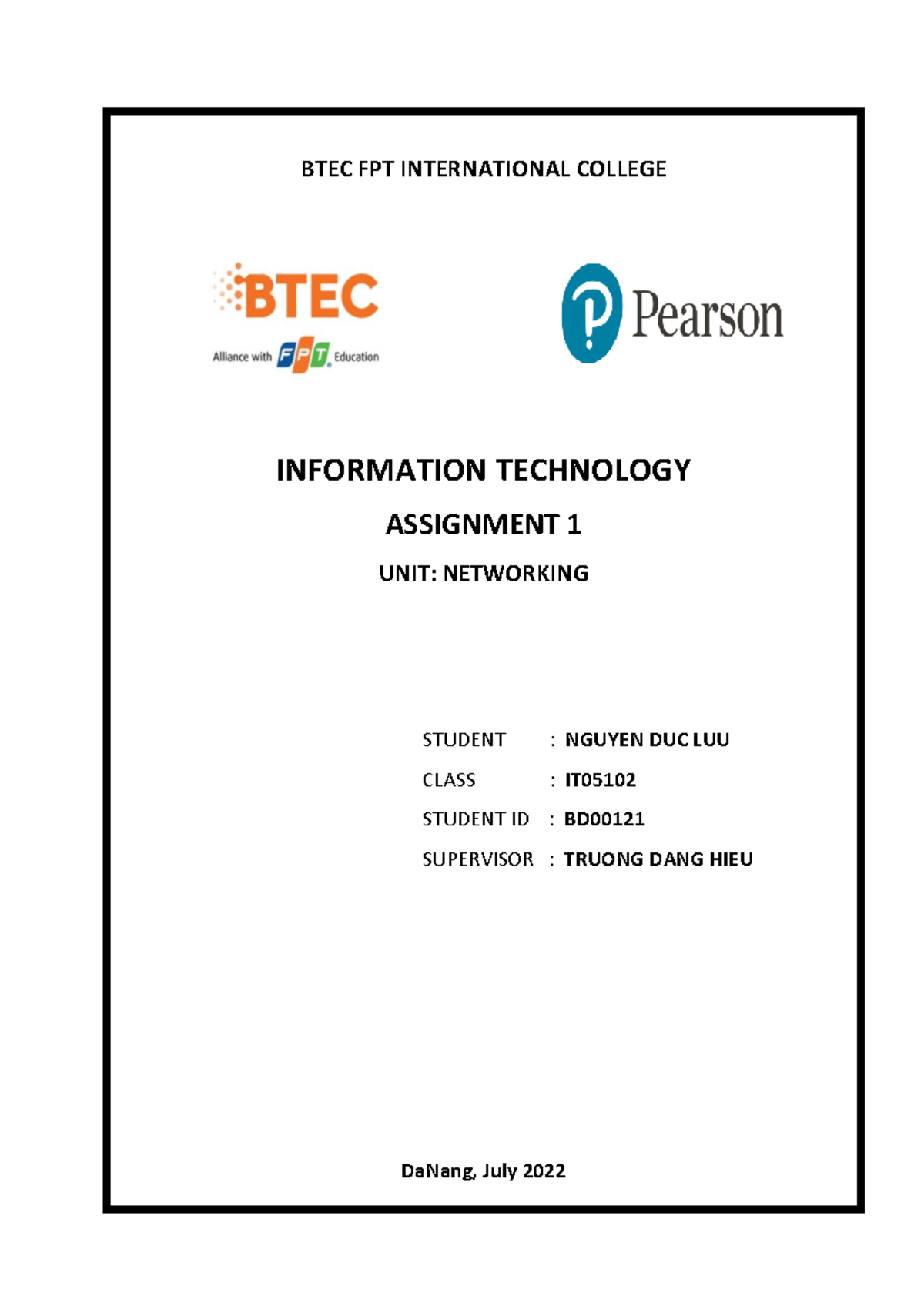 Nguyenducluu-IT05102 - BTEC FPT INTERNATIONAL COLLEGE INFORMATION ...