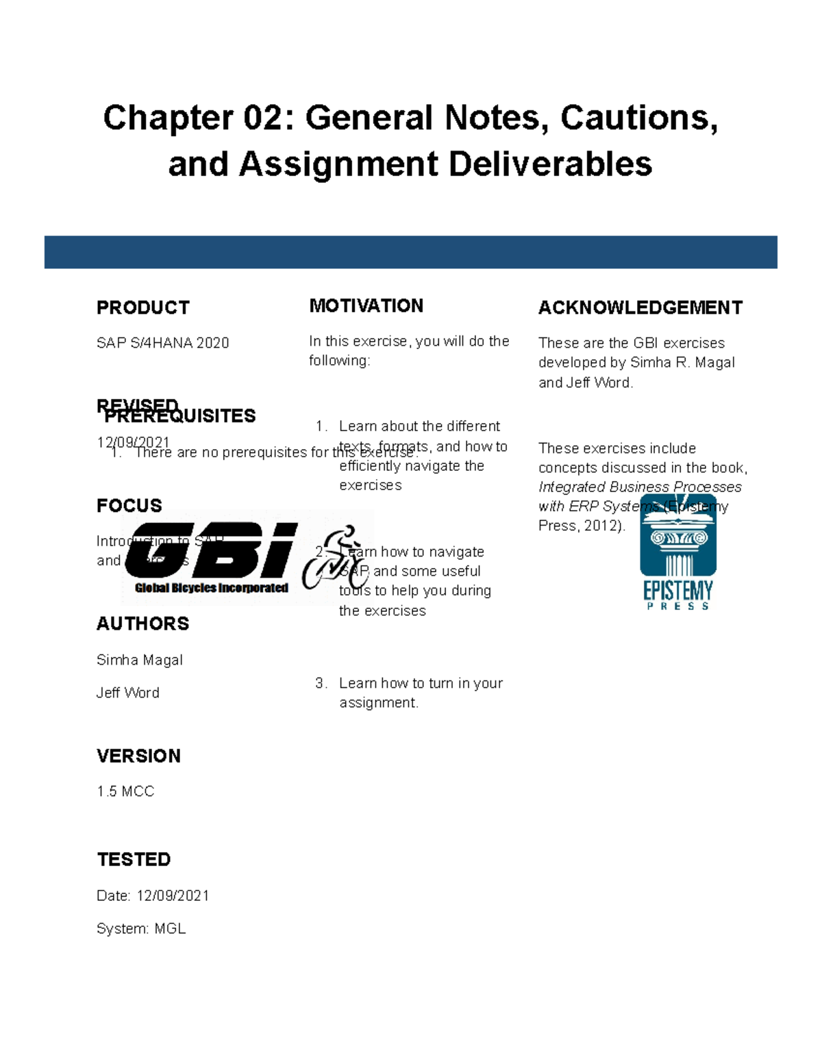 Ch.02-01 Intro to SAP: General Notes & Assignment Guide - Studocu