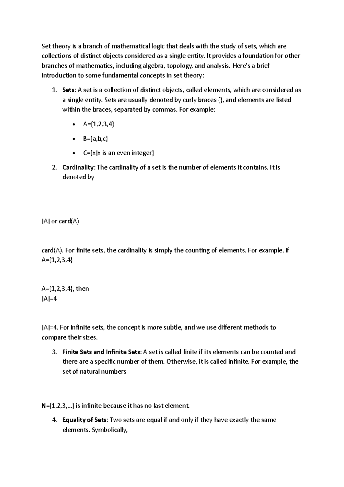 Set theory - It provides a foundation for other branches of mathematics ...