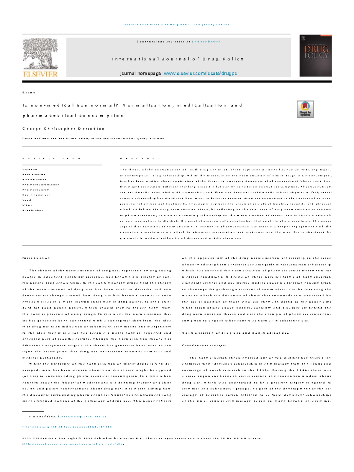 Medicalisation and Normalisation of Pharmaceutical Use: An Analysis ...