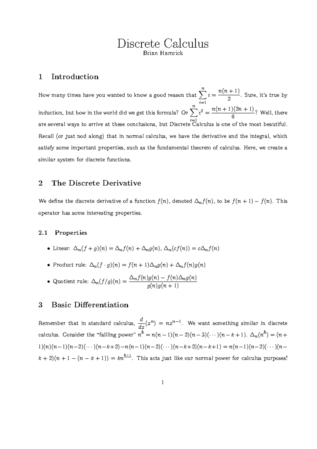 DCalc - Discrete Calculus Overview and Key Concepts - Studocu