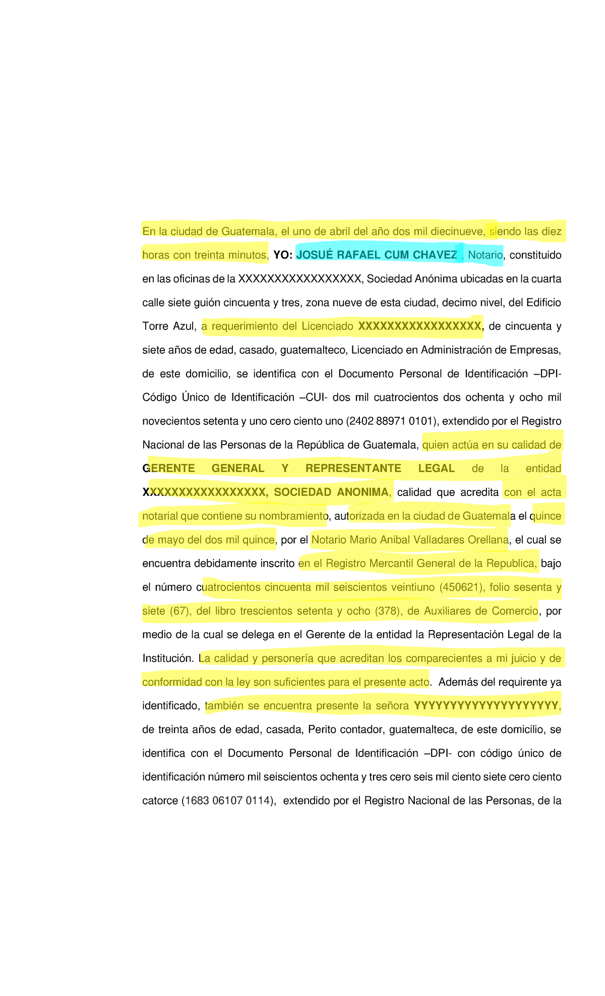 Modelo de Acta Notarial de Saldo Deudor - Guatemala 2019 - Studocu