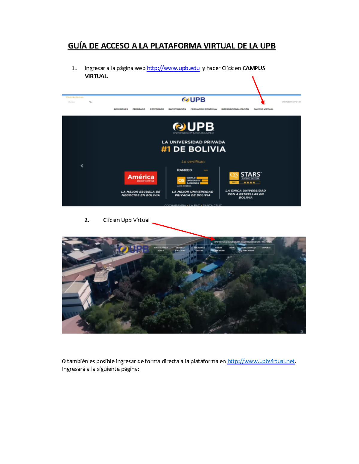GUÍA DE ACCESO A LA PLATAFORMA VIRTUAL DE LA UPB - Studocu