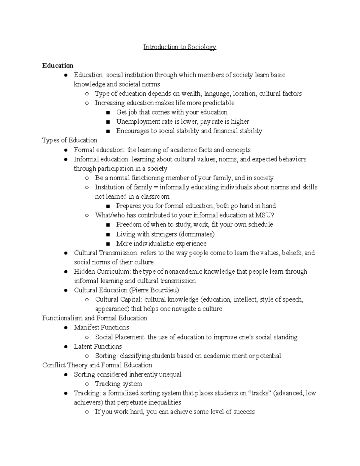 Education Pdf - Introduction to Sociology Education Education: social ...