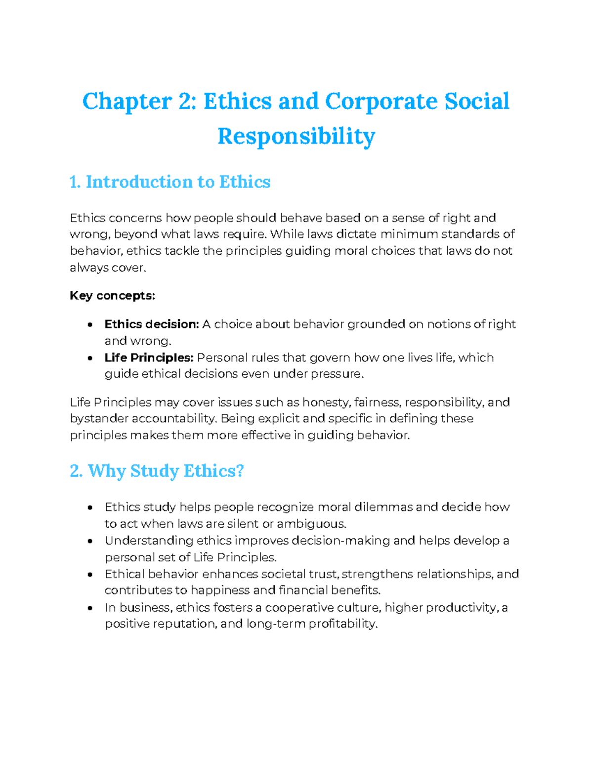 Chapter 2: Ethics & CSR - Understanding Principles and Business Impact ...