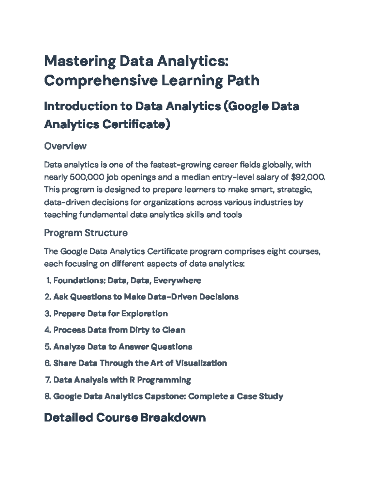 Google Data Analytics Certificate: Comprehensive Learning Path Overview ...
