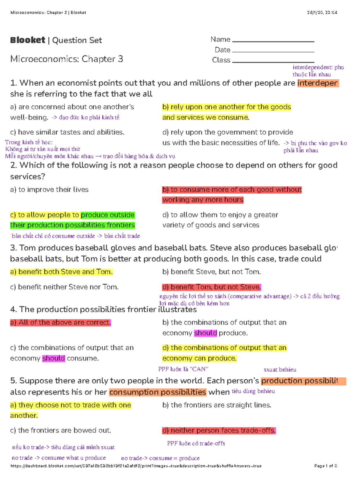 Microeconomics: Chapter 3 Study Guide and Blooket Questions - Studocu