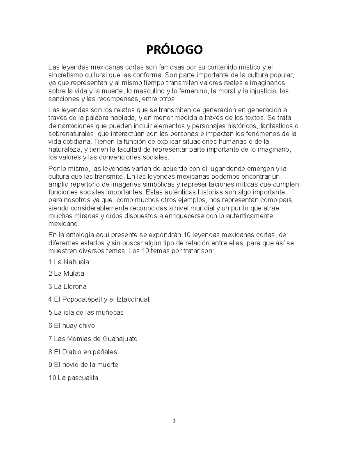 Antología de Leyendas Mexicanas Cortas (LM-101) - Studocu
