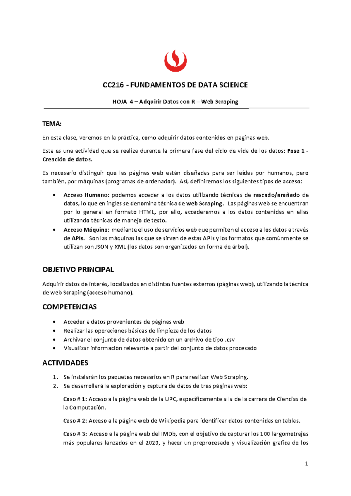 CC216 FUNDAMENTOS DE DATA SCIENCE HOJA 4: Web Scraping con R - Studocu
