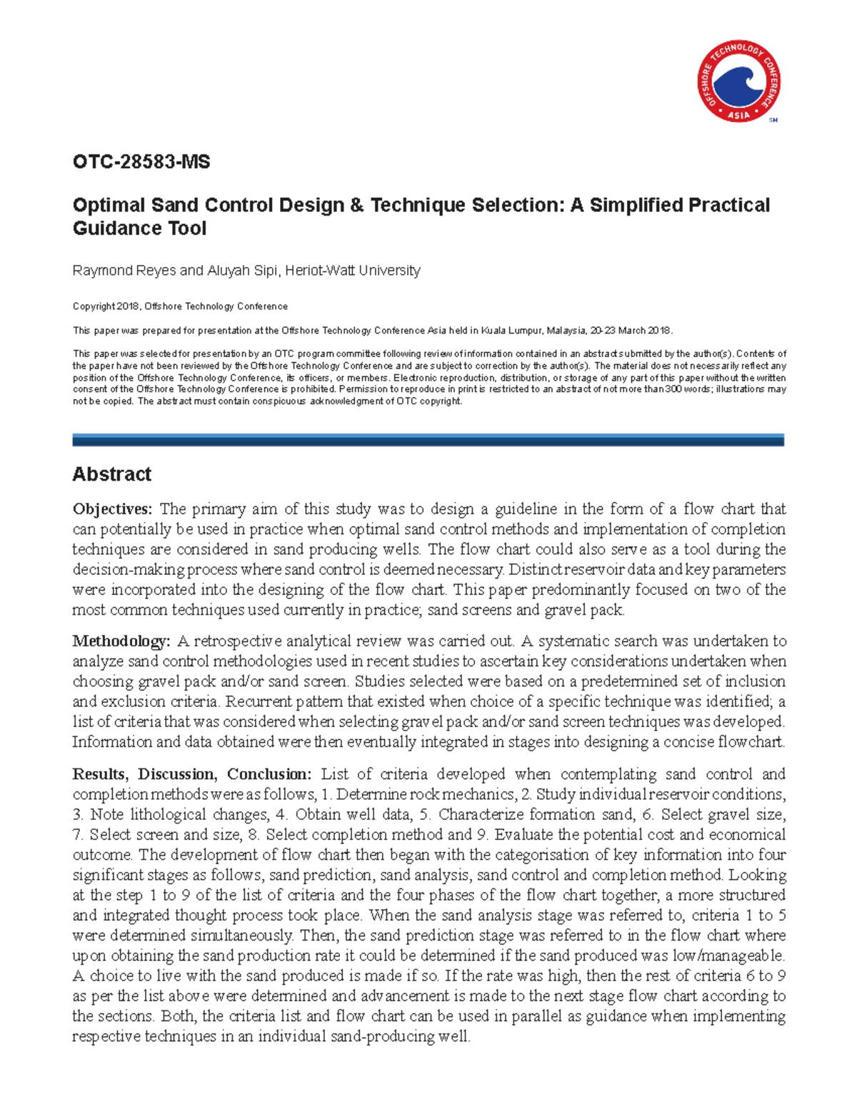 OTC-28583-MS - Optimizing Sand Control Design & Technique Selection ...