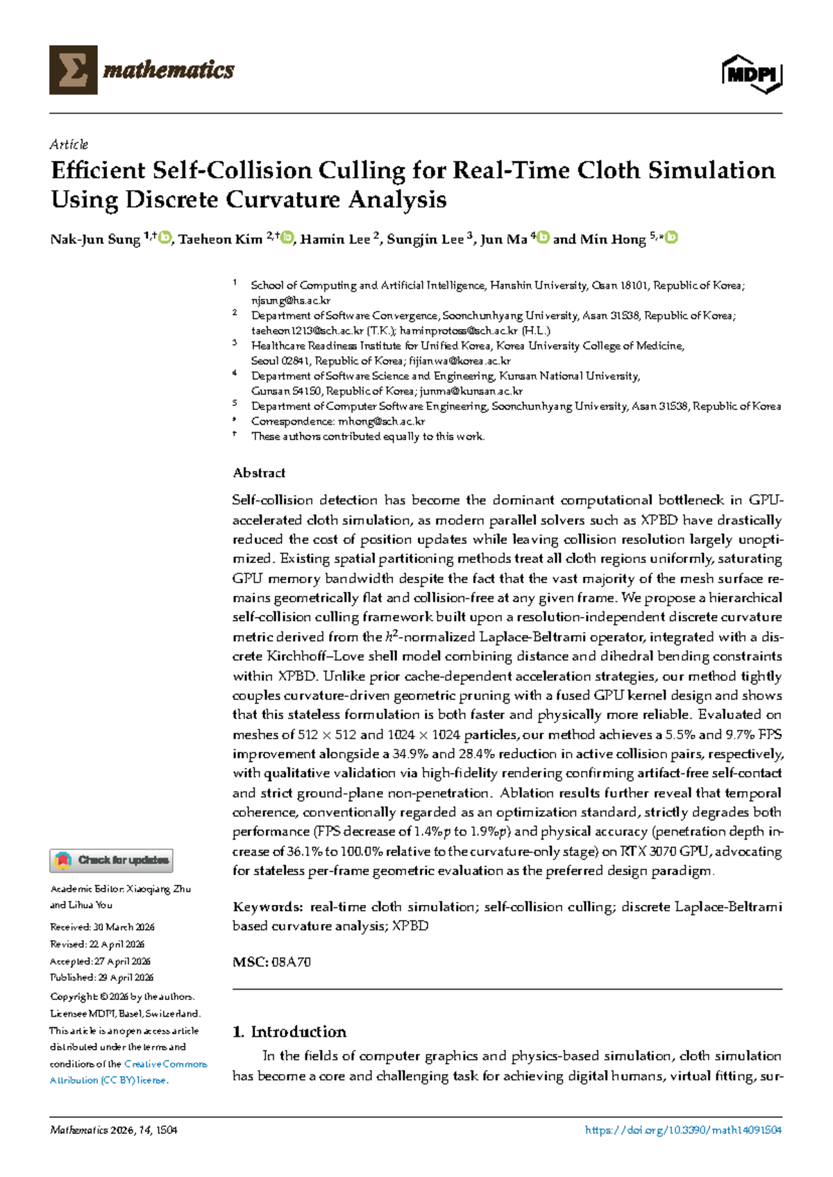 Efficient Culling for Cloth Simulation: Discrete Curvature Analysis ...