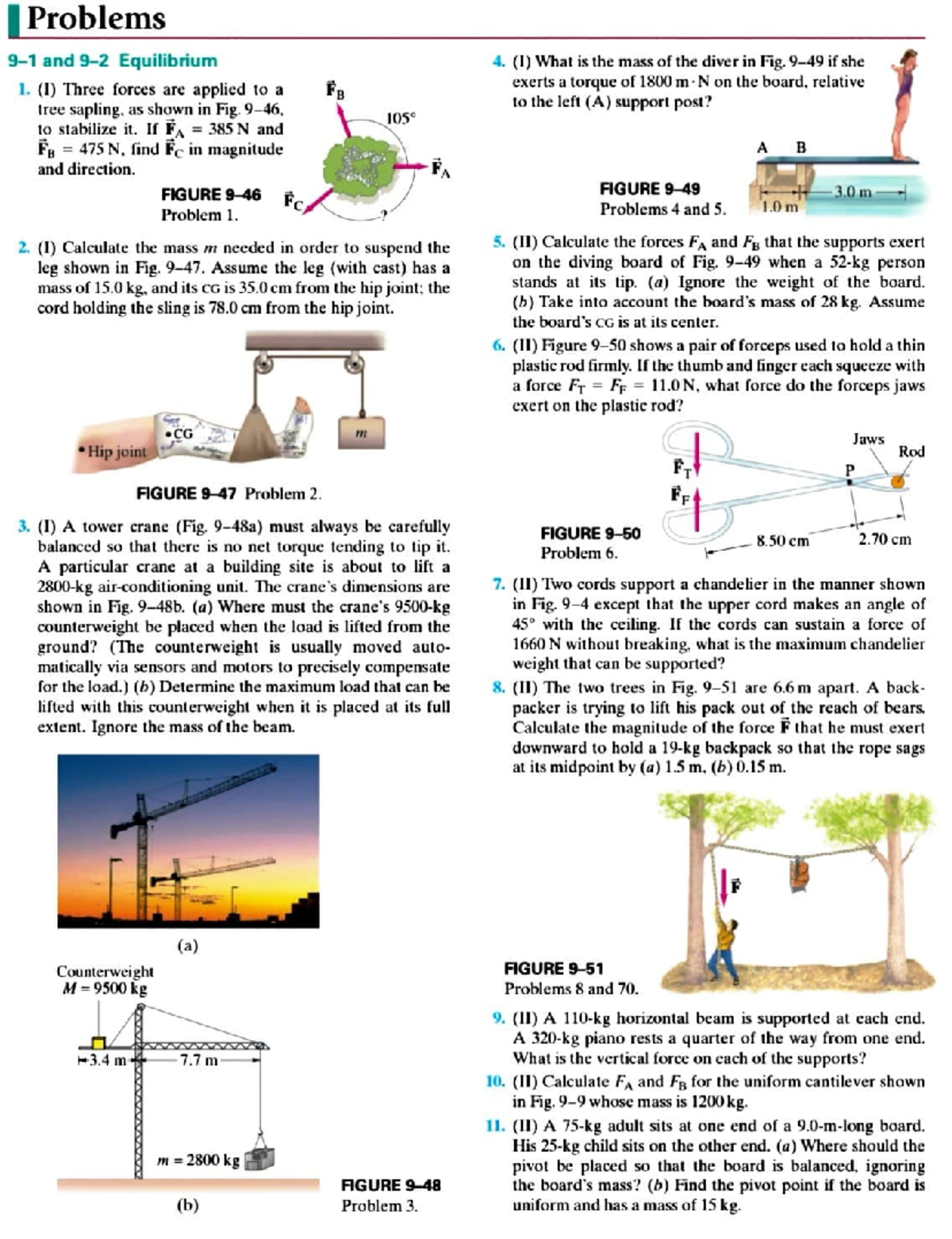 Physics Problems Set: Equilibrium and Forces (PHYS 101) - Studocu