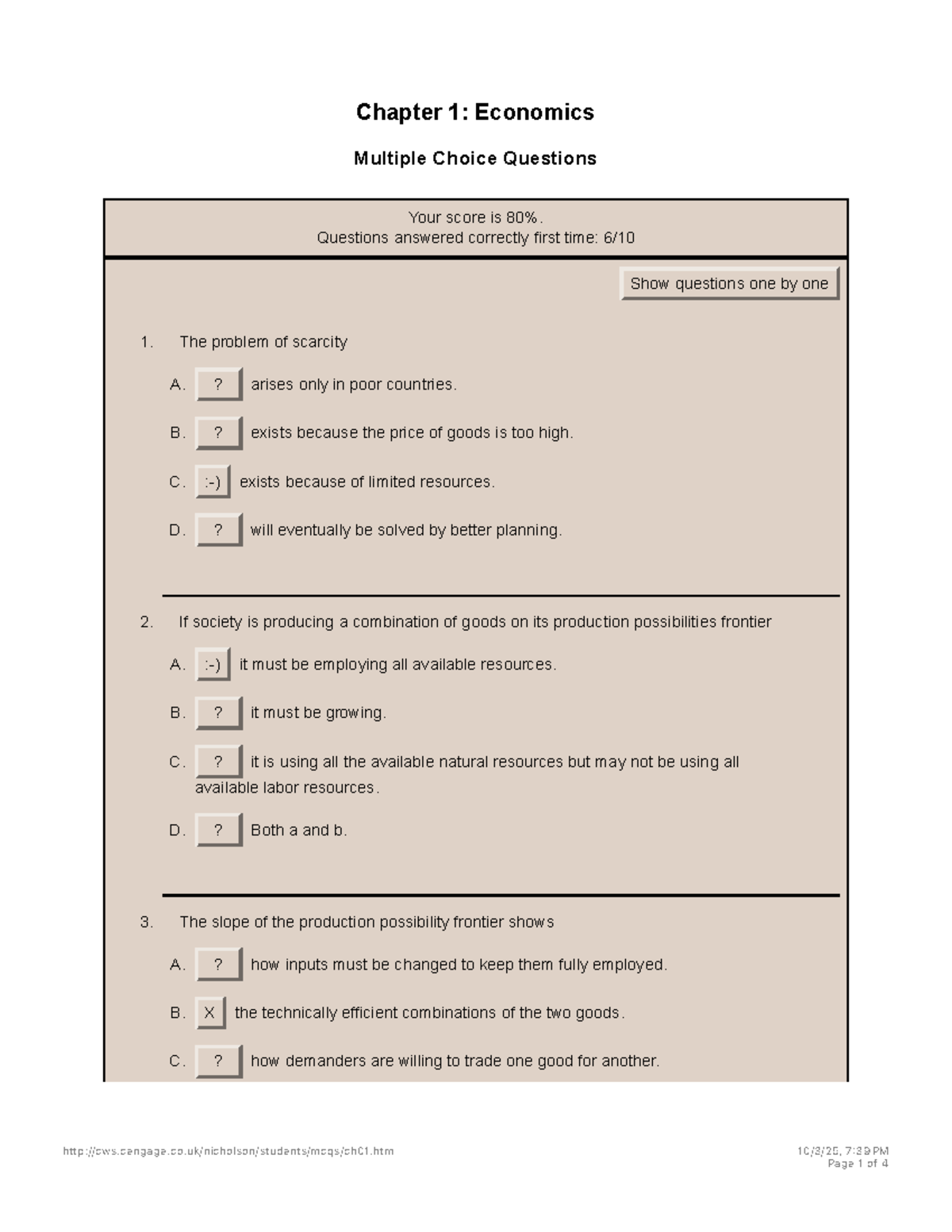 Chapter 1: Economics MCQs and Key Concepts Review - Studocu