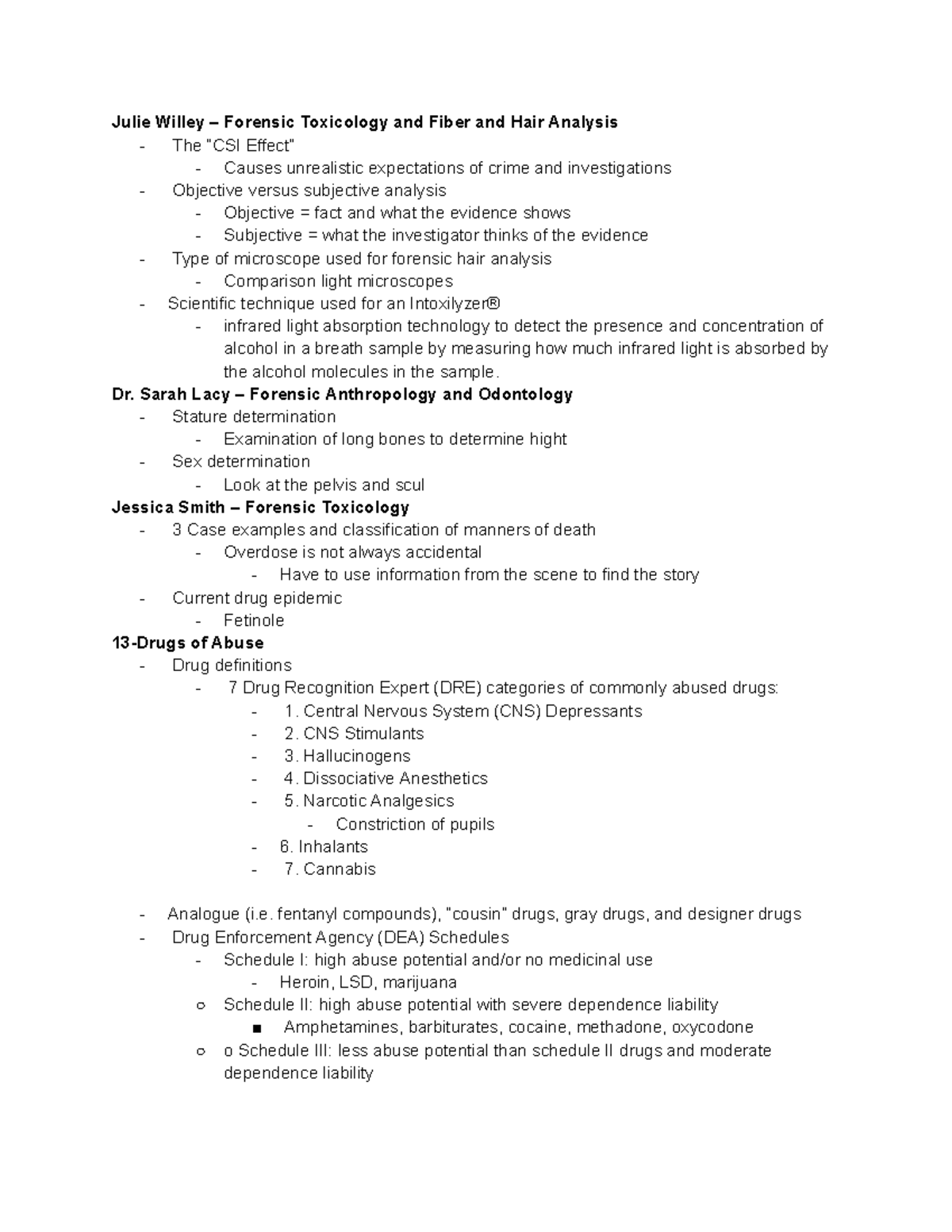Forensic Science Exam 3 Study Notes: Key Concepts and Applications ...