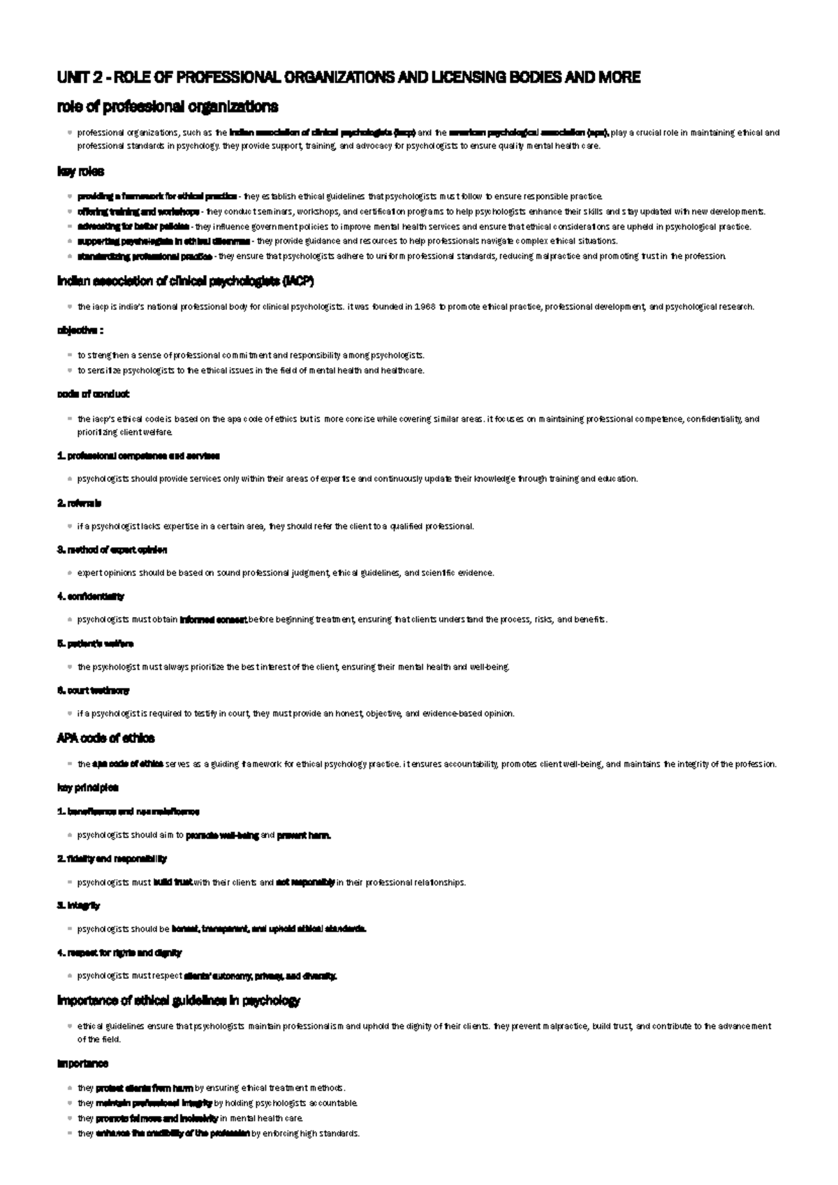 UNIT 2 - Role of Professional Organizations & Licensing Bodies in ...