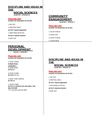CESC Q2 Module 1 & 2 Community Engagement Activities - Studocu