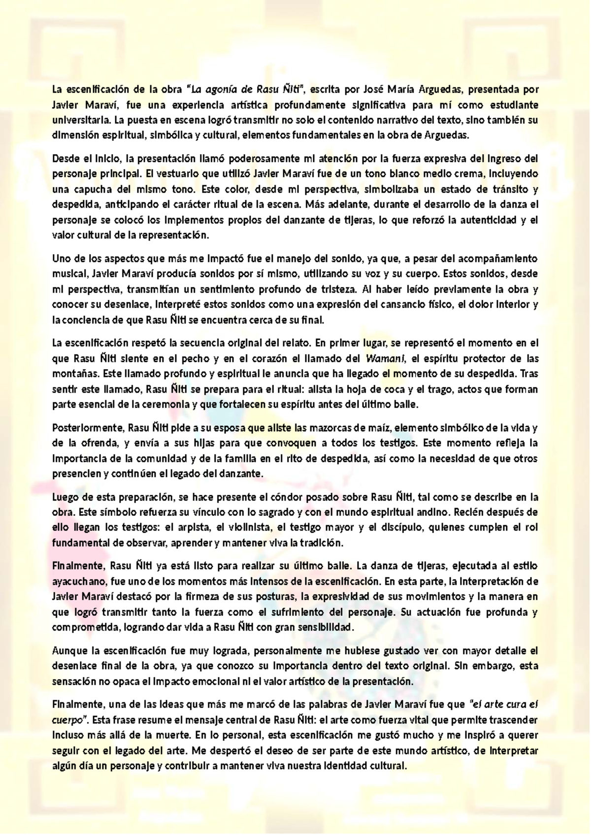 La escenificación de 