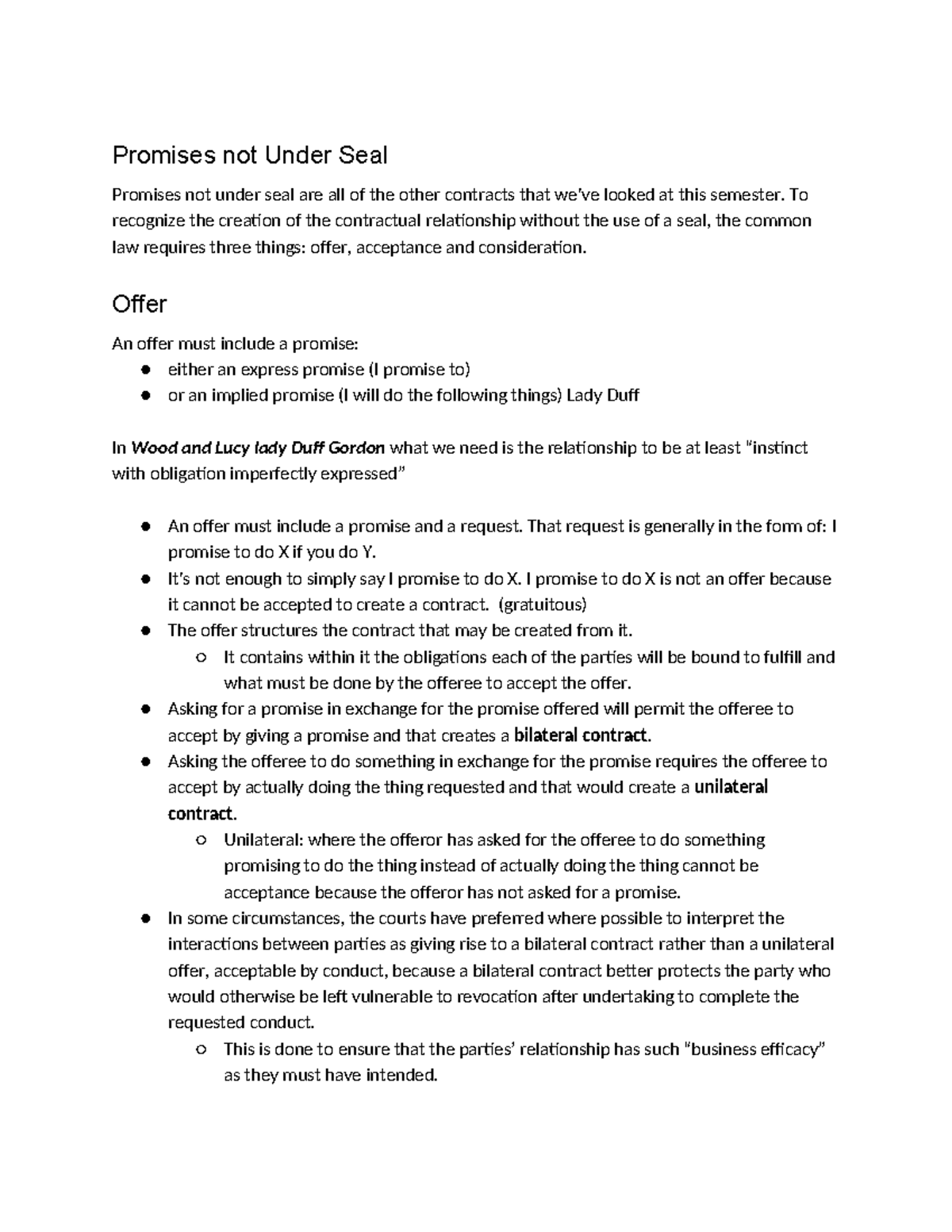 Fall 2023 Final Exam Review - Contracts and Contractual Obligations ...