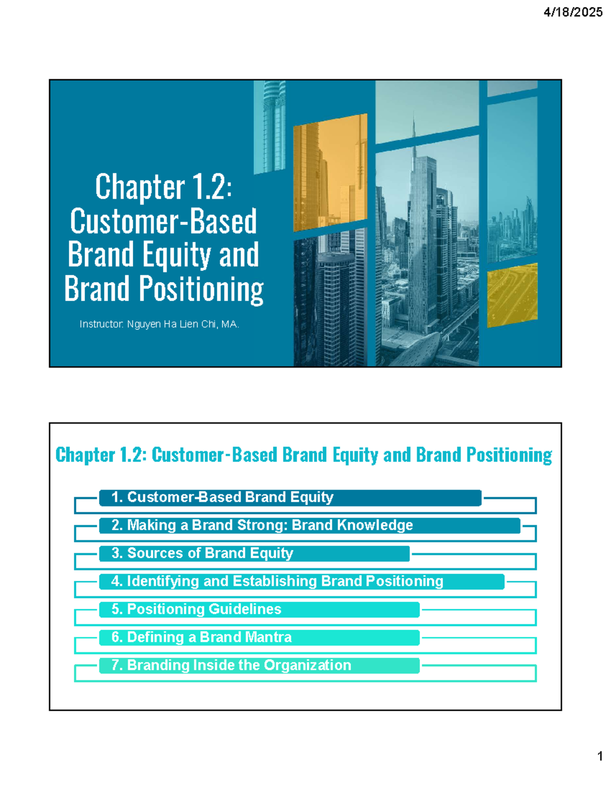 Brand Management - Chapter 1.2: Brand Equity & Positioning Insights ...