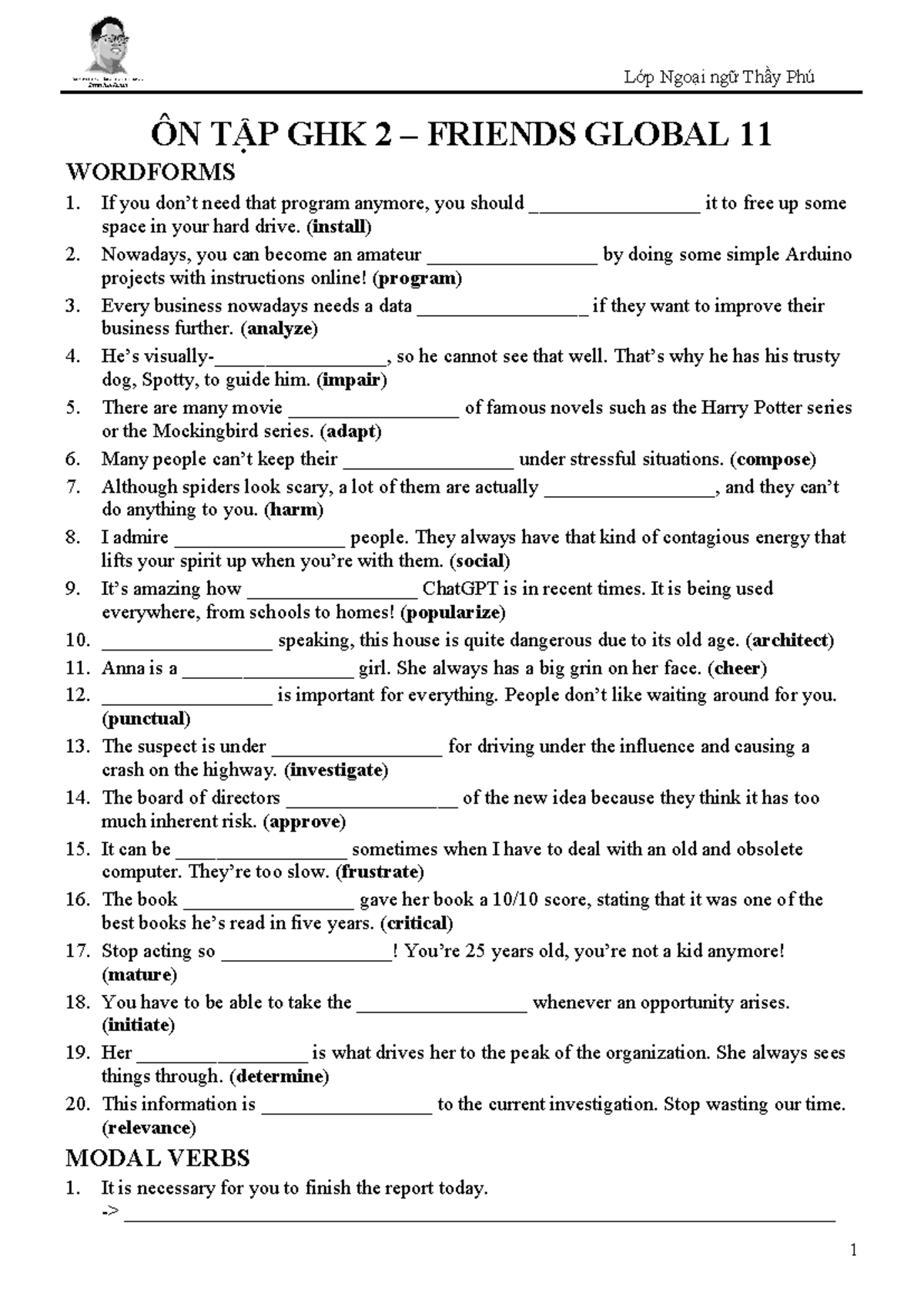 Midterm 2-FG11 review on word forms and modal verbs - Studocu