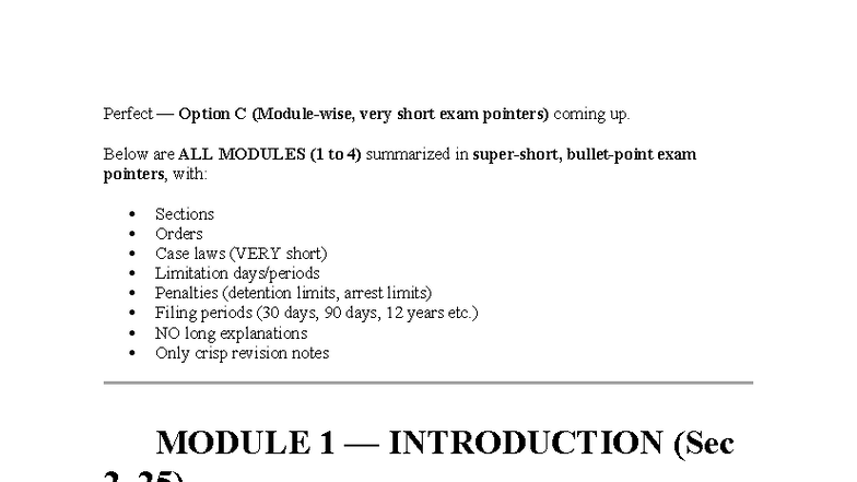 CPC Pointers: Exam Revision Notes for Modules 1-4 - Studocu
