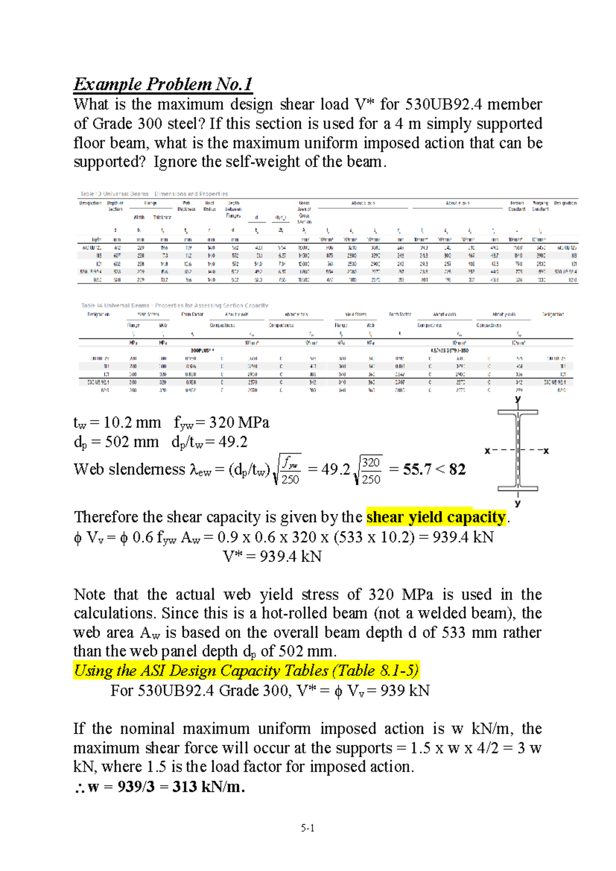 Shear and Bearing Example Problems for Steel Beams (ENG 101) - Studocu