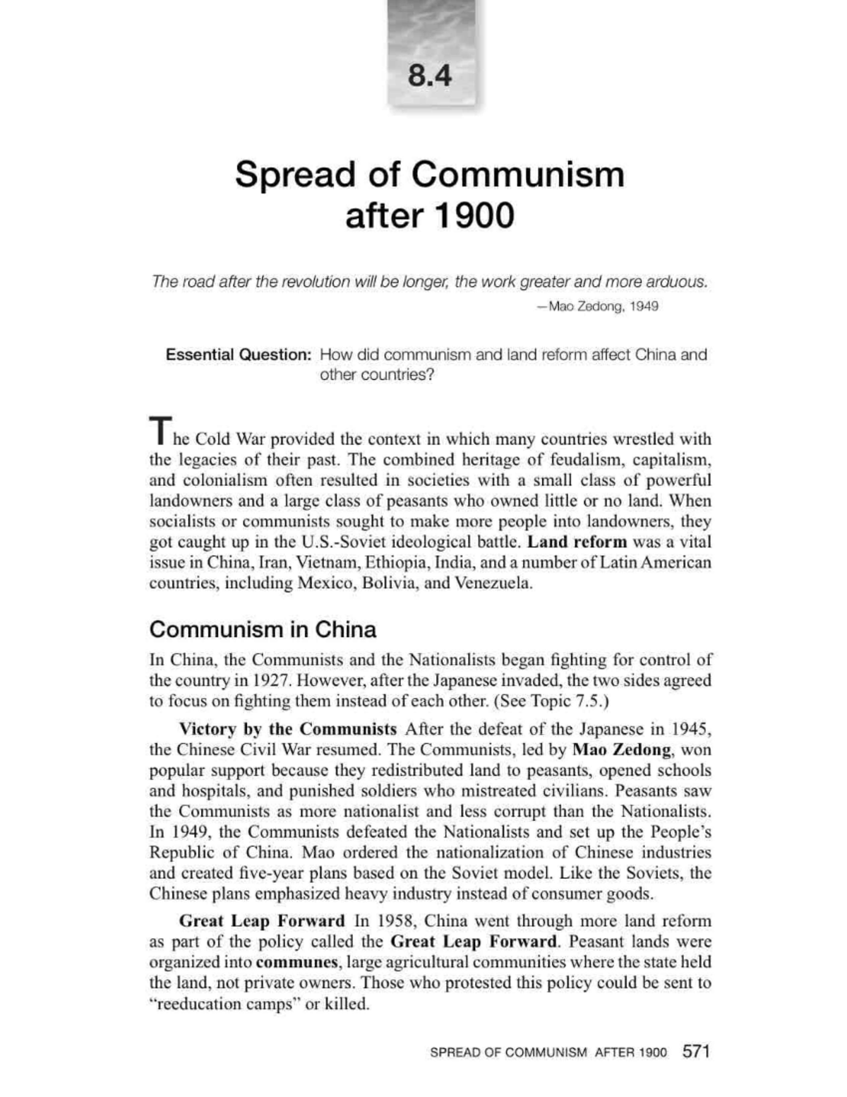 Chapter 8: Spread of Communism and Land Reform After 1900 - Studocu