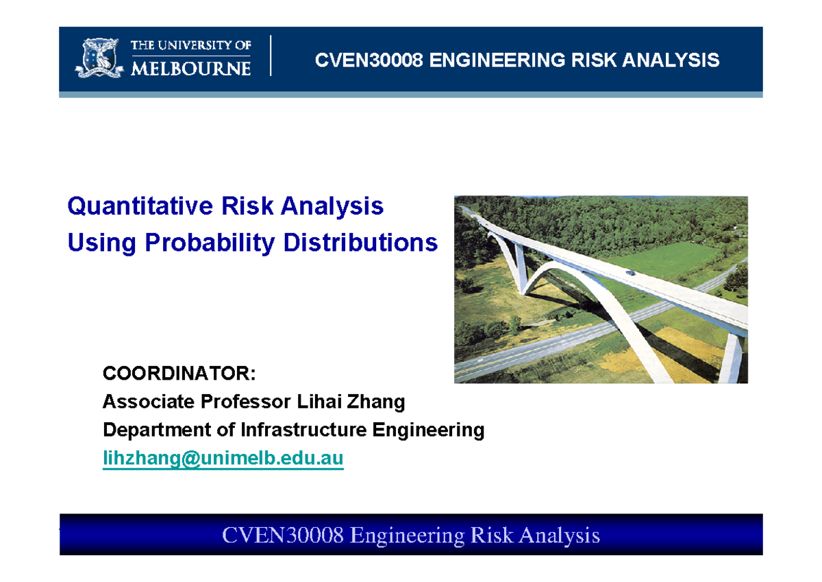CVEN30008 Engineering Risk Analysis: Probability and Distributions ...