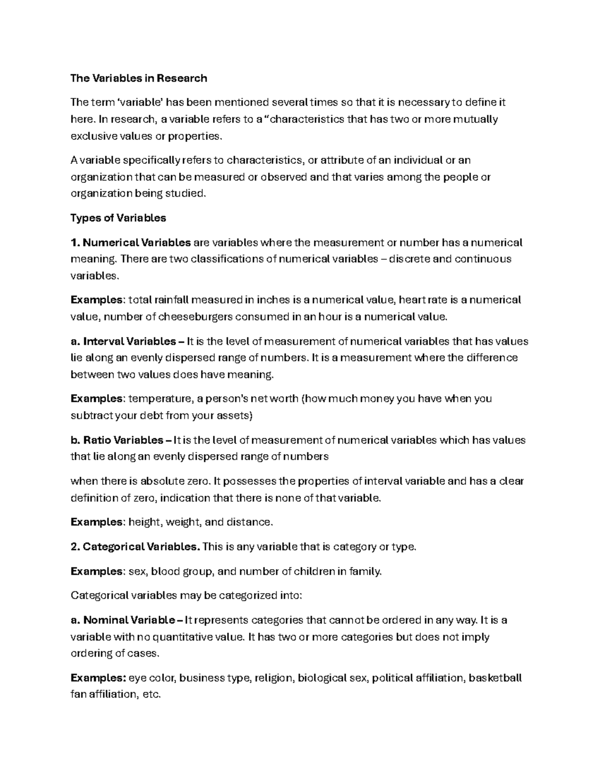 Understanding Variables in Research: Types and Examples - Studocu