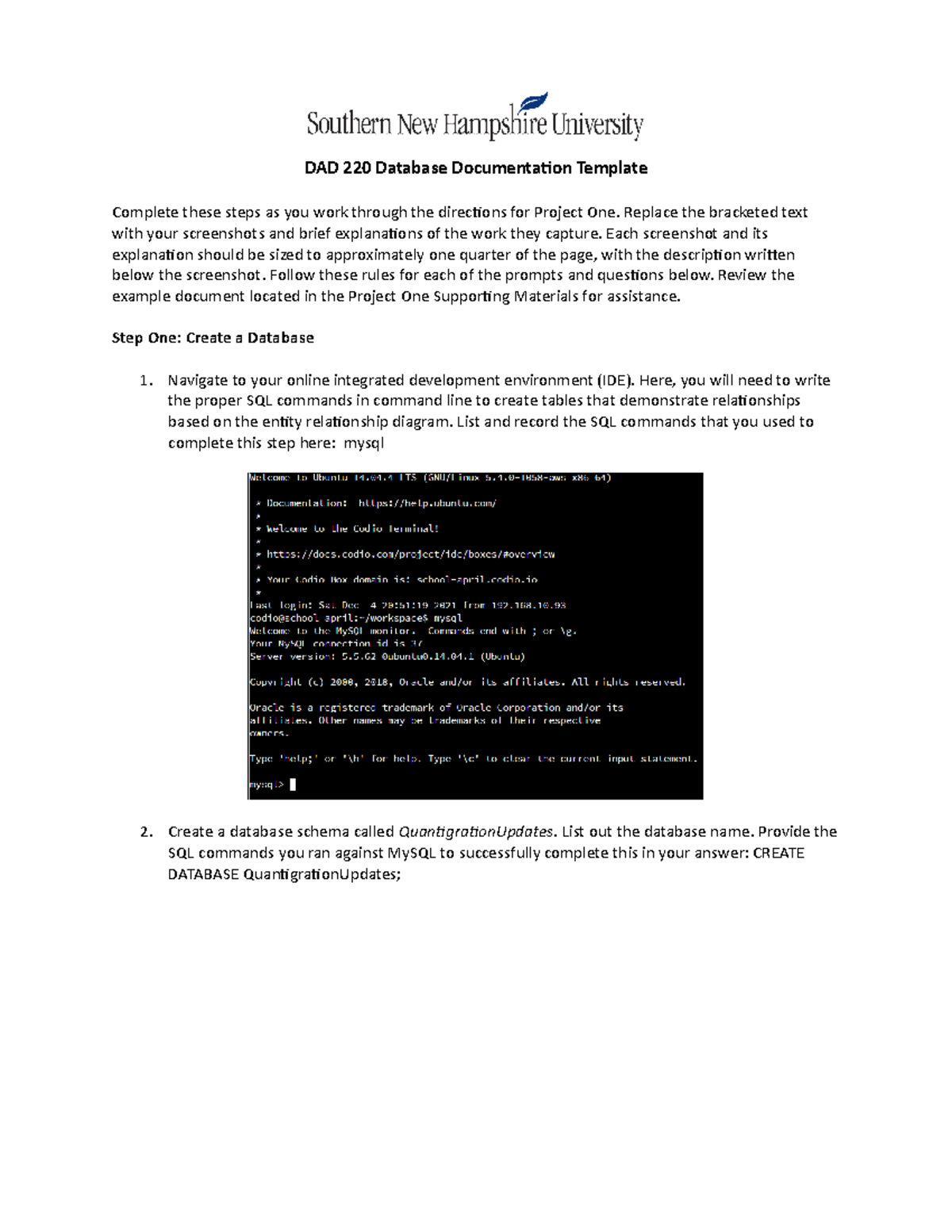 DAD 220 Database Documentation Template - DAD 220 Database ...