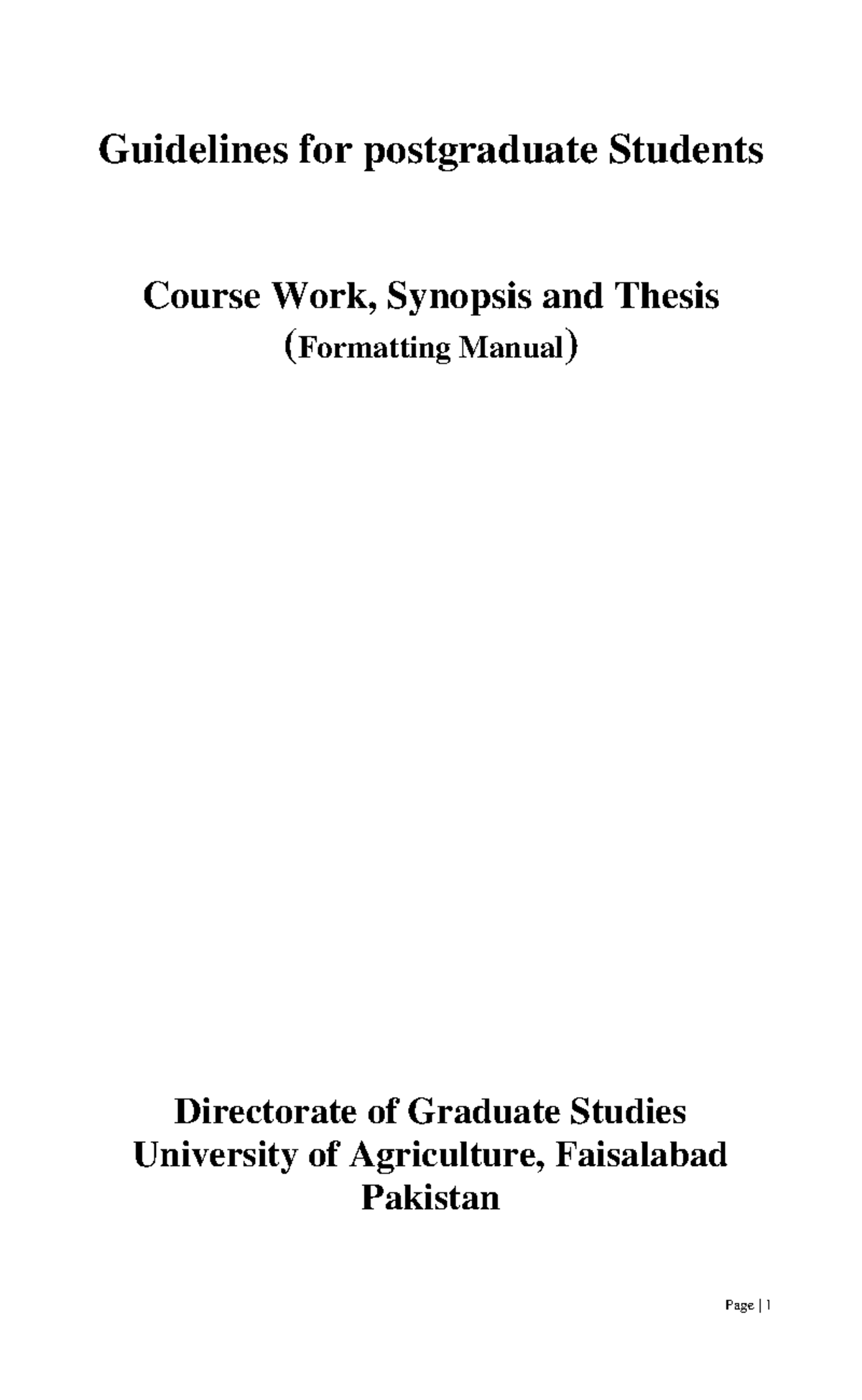 Thesis Formatting Guidelines for Postgraduate Students (250411) - Studocu