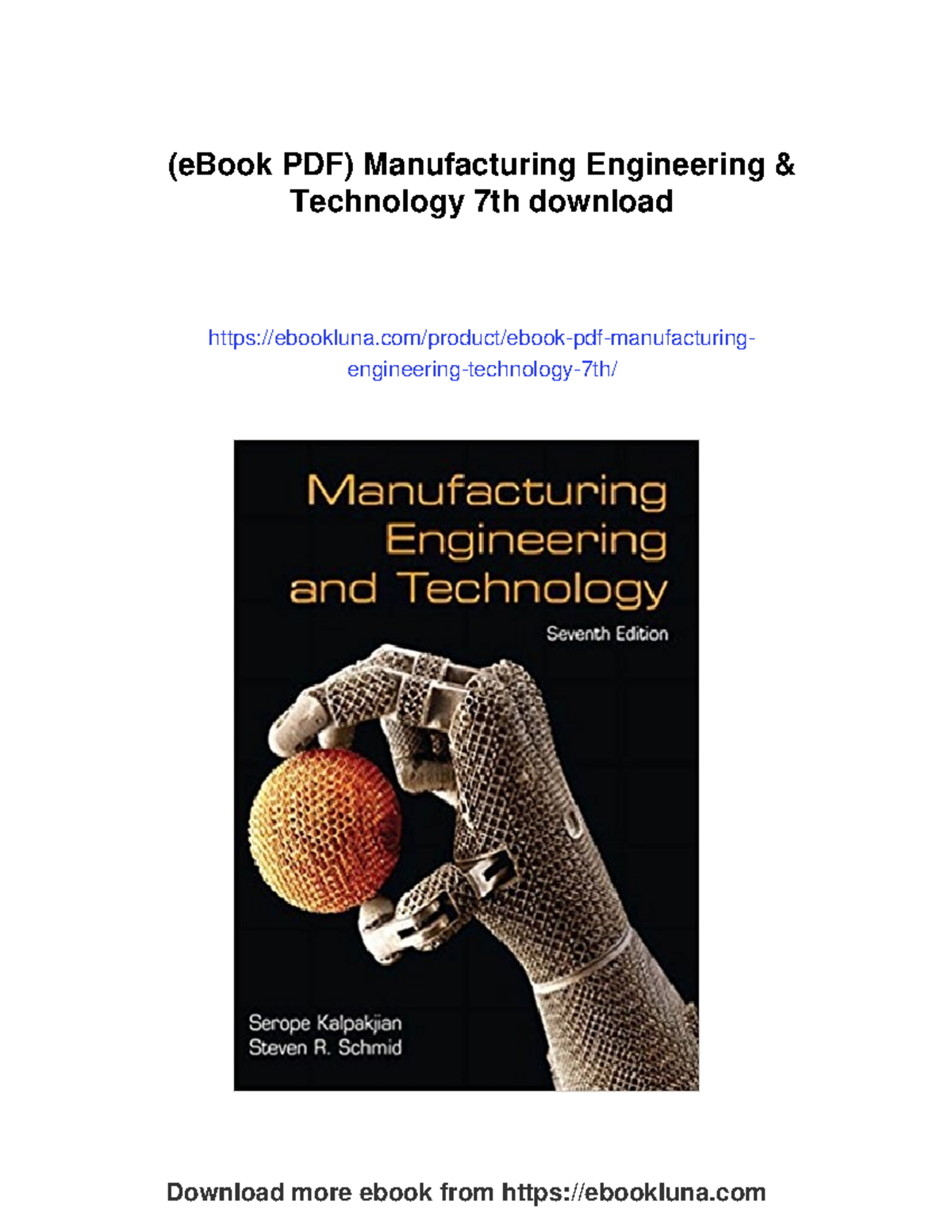Manufacturing Engineering Technology 7th Edition eBook PDF Guide - Studocu